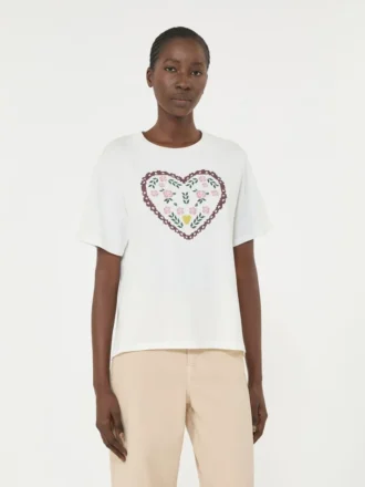 グラフィックプリント入りコットンTシャツ、ホワイト