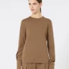 ウールジャージーTシャツ、タバコ色 ウールジャージーTシャツ、タバコ色
