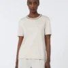 コットンとモーダルのTシャツ、ベージュ コットンとモーダルのTシャツ、ベージュ
