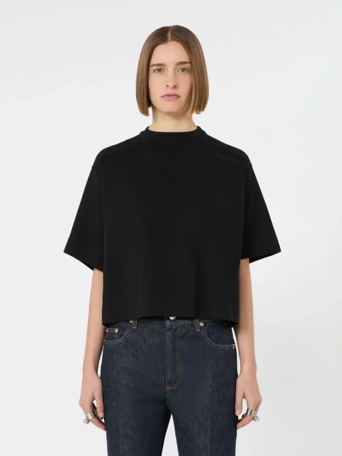 コットンTシャツ、ブラック コットンTシャツ、ブラック