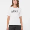 プリントと刺繍をあしらったジャージーTシャツ、ホワイト プリントと刺繍をあしらったジャージーTシャツ、ホワイト