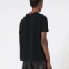 サテンTシャツ、ブラック サテンTシャツ、ブラック