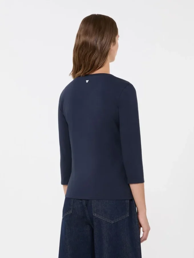 ストレッチコットンTシャツ、ネイビー ストレッチコットンTシャツ、ネイビー