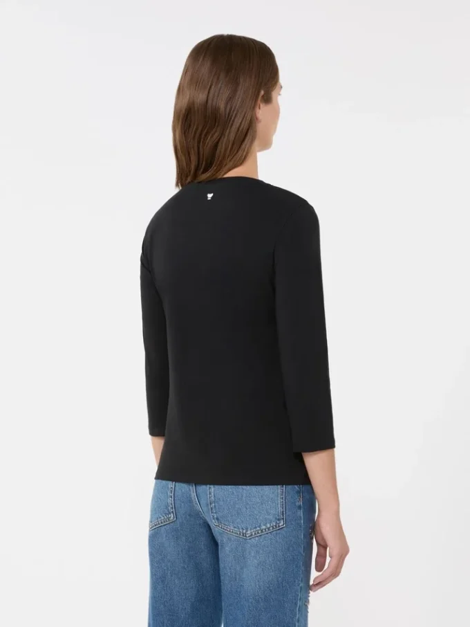 ストレッチコットンTシャツ、ブラック ストレッチコットンTシャツ、ブラック