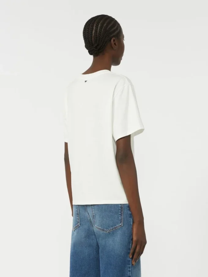 グラフィックプリント入りコットンTシャツ、ホワイト グラフィックプリント入りコットンTシャツ、ホワイト
