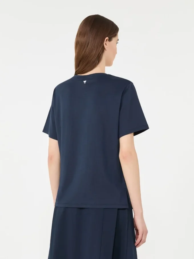 グラフィックプリント入りコットンTシャツ、ネイビー グラフィックプリント入りコットンTシャツ、ネイビー