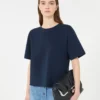 コットンジャージーTシャツ、ネイビー コットンジャージーTシャツ、ネイビー