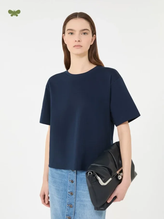 コットンジャージーTシャツ、ネイビー コットンジャージーTシャツ、ネイビー