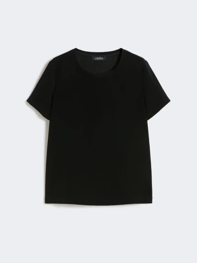 サテンTシャツ、ブラック サテンTシャツ、ブラック