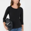 ストレッチコットンTシャツ、ブラック ストレッチコットンTシャツ、ブラック
