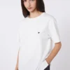 コットン製ベーシックTシャツ、オプティカルホワイト コットン製ベーシックTシャツ、オプティカルホワイト
