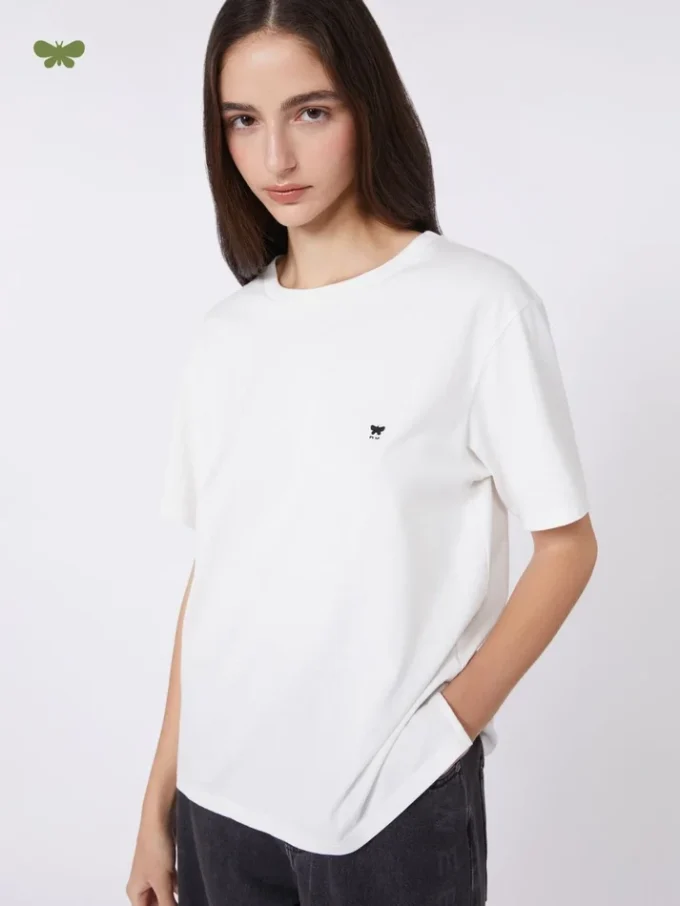 コットン製ベーシックTシャツ、オプティカルホワイト コットン製ベーシックTシャツ、オプティカルホワイト