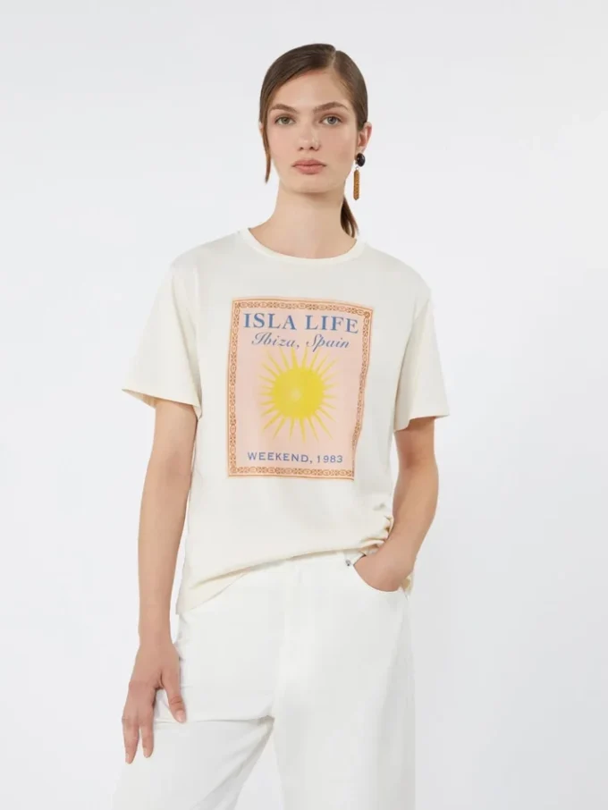 コットンジャージーTシャツ、エクリュ