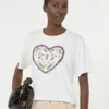 グラフィックプリント入りコットンTシャツ、ホワイト グラフィックプリント入りコットンTシャツ、ホワイト