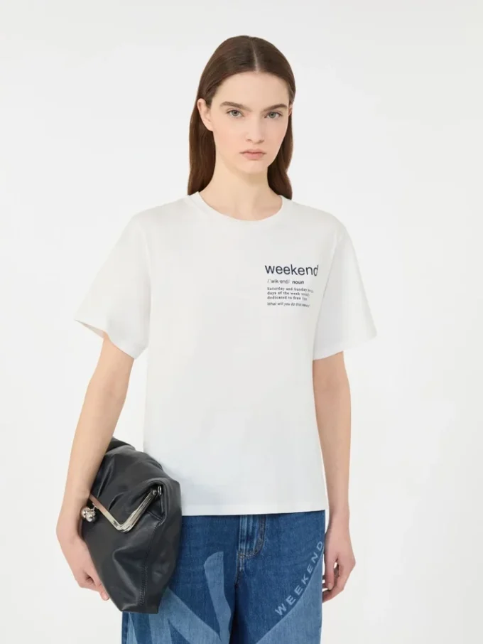 グラフィックプリント入りコットンTシャツ、ホワイト グラフィックプリント入りコットンTシャツ、ホワイト