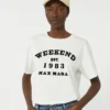 グラフィックプリント入りコットンTシャツ、ホワイト グラフィックプリント入りコットンTシャツ、ホワイト