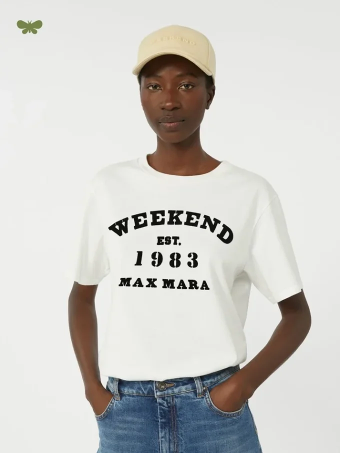 グラフィックプリント入りコットンTシャツ、ホワイト グラフィックプリント入りコットンTシャツ、ホワイト
