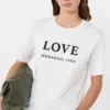 プリントと刺繍をあしらったジャージーTシャツ、ホワイト プリントと刺繍をあしらったジャージーTシャツ、ホワイト