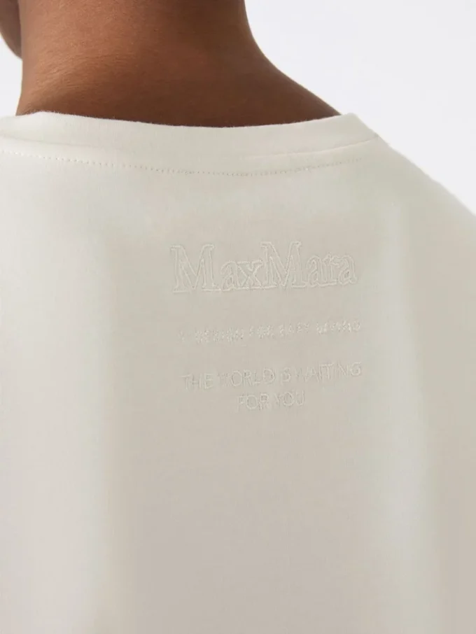 刺繍入りジャージーTシャツ、サンド