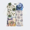 プリントシルクとストレッチコットンジャージー素材のTシャツ、マルチカラー プリントシルクとストレッチコットンジャージー素材のTシャツ、マルチカラー