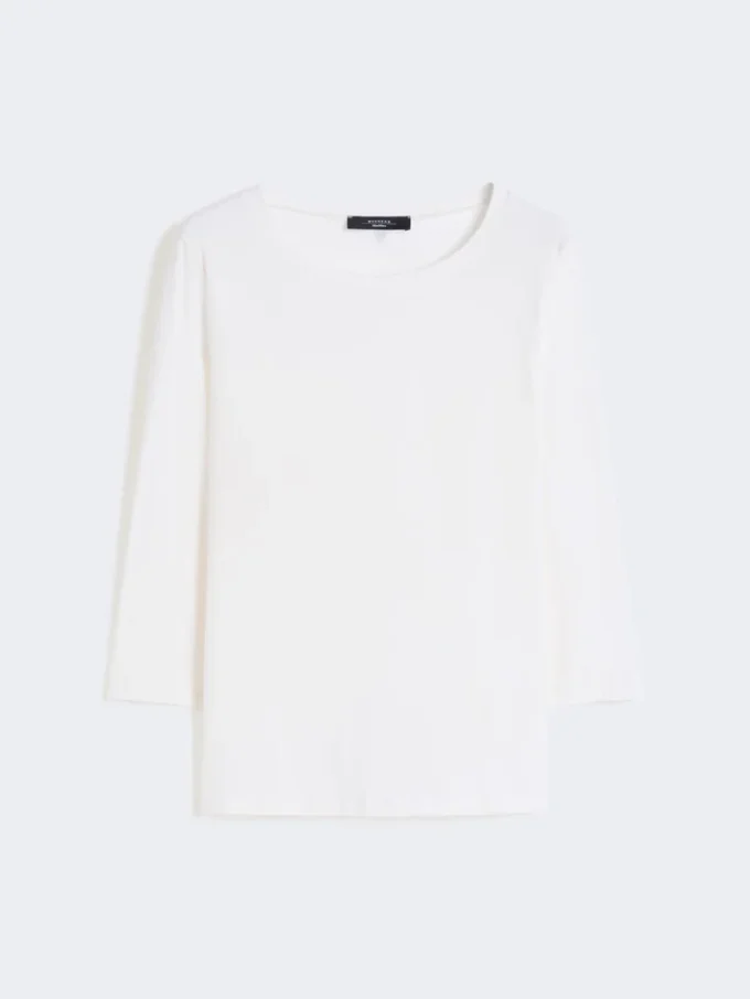 ストレッチコットンTシャツ、ホワイト ストレッチコットンTシャツ、ホワイト