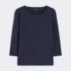 ストレッチコットンTシャツ、ネイビー ストレッチコットンTシャツ、ネイビー
