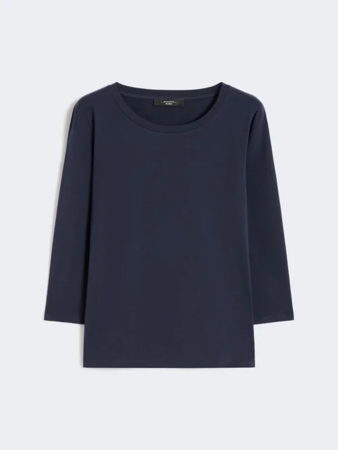 ストレッチコットンTシャツ、ネイビー ストレッチコットンTシャツ、ネイビー