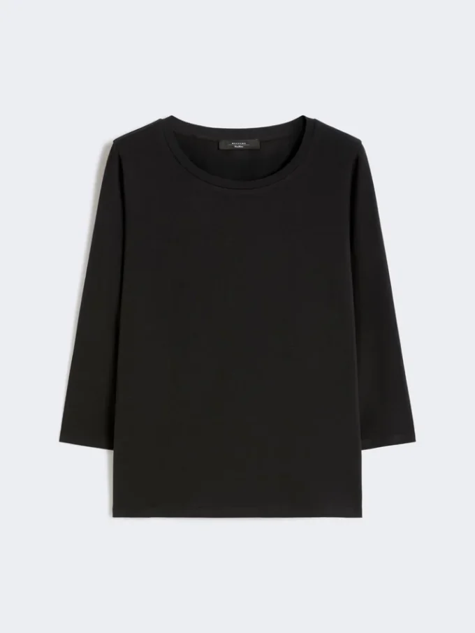 ストレッチコットンTシャツ、ブラック ストレッチコットンTシャツ、ブラック