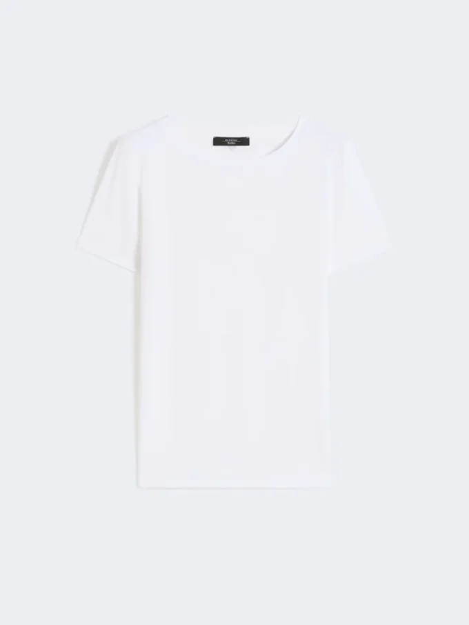 ベーシックなコットンジャージーTシャツ、ホワイト ベーシックなコットンジャージーTシャツ、ホワイト