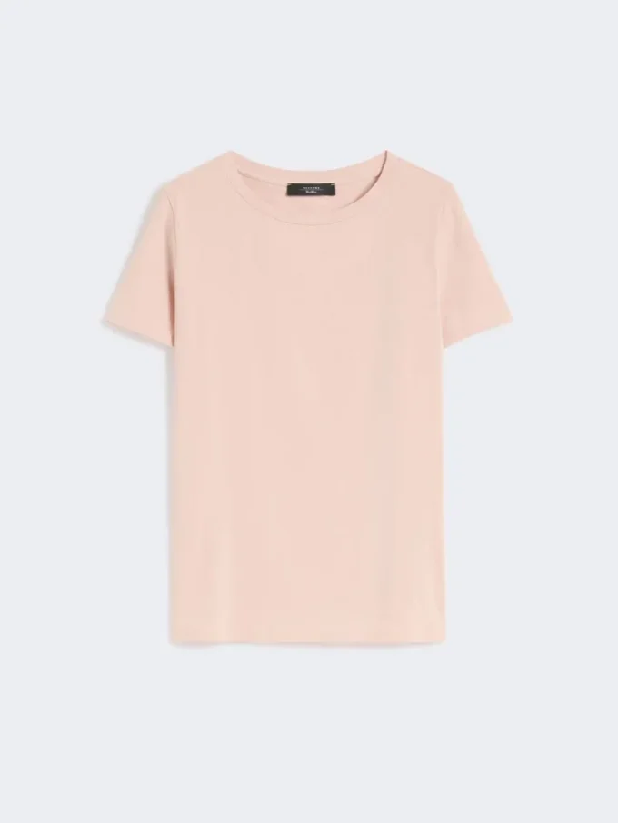 ベーシックなコットンジャージーTシャツ、ピンク ベーシックなコットンジャージーTシャツ、ピンク