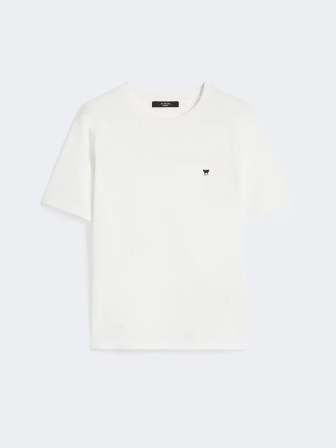 コットン製ベーシックTシャツ、オプティカルホワイト コットン製ベーシックTシャツ、オプティカルホワイト