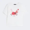 プリントと刺繍をあしらったコットンTシャツ、ホワイト プリントと刺繍をあしらったコットンTシャツ、ホワイト