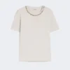 コットンとモーダルのTシャツ、ベージュ コットンとモーダルのTシャツ、ベージュ