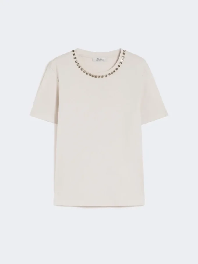 コットンとモーダルのTシャツ、ベージュ コットンとモーダルのTシャツ、ベージュ