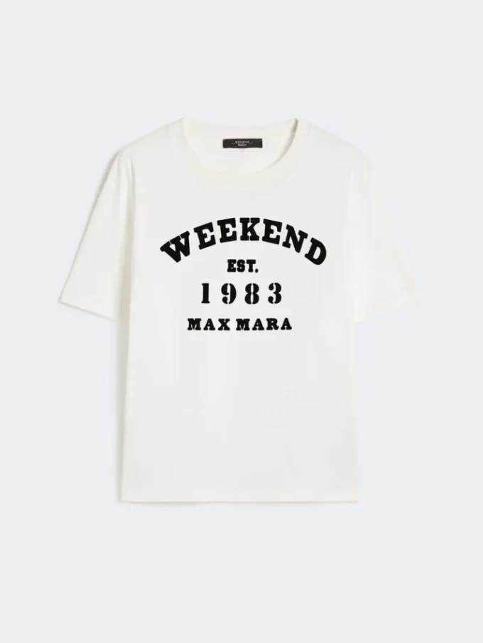 グラフィックプリント入りコットンTシャツ、ホワイト グラフィックプリント入りコットンTシャツ、ホワイト