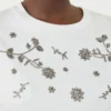 プリントと刺繍をあしらったジャージーTシャツ、ホワイト プリントと刺繍をあしらったジャージーTシャツ、ホワイト