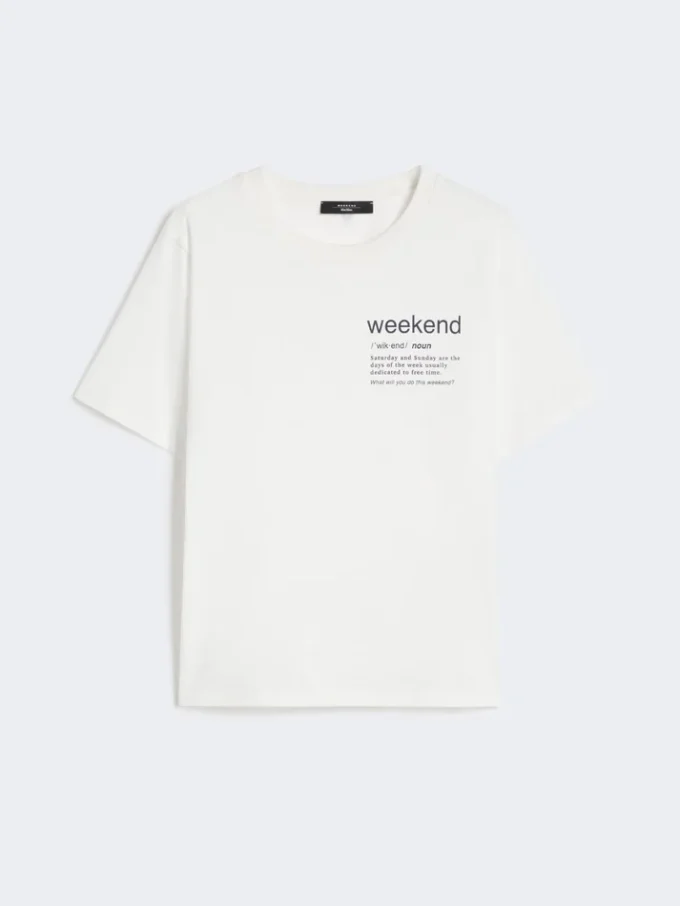 グラフィックプリント入りコットンTシャツ、ホワイト グラフィックプリント入りコットンTシャツ、ホワイト