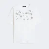 プリントと刺繍をあしらったジャージーTシャツ、ホワイト プリントと刺繍をあしらったジャージーTシャツ、ホワイト