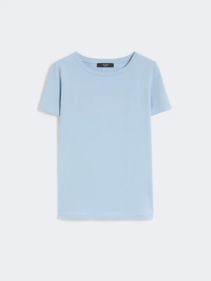 ベーシックなコットンジャージーTシャツ、ライトブルー ベーシックなコットンジャージーTシャツ、ライトブルー