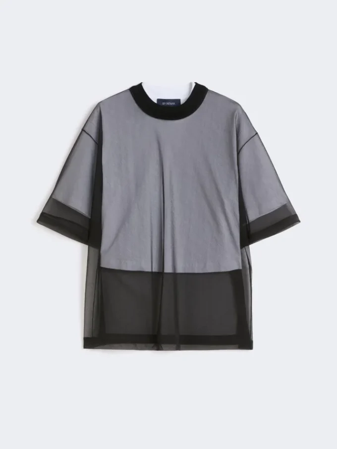 コットンオーバーレイTシャツ、オプティカルホワイト コットンオーバーレイTシャツ、オプティカルホワイト
