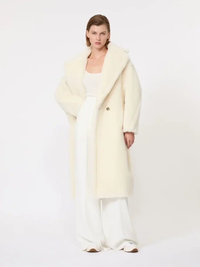 アルパカとウール製のTeddy Bear Icon Coat、ホワイト