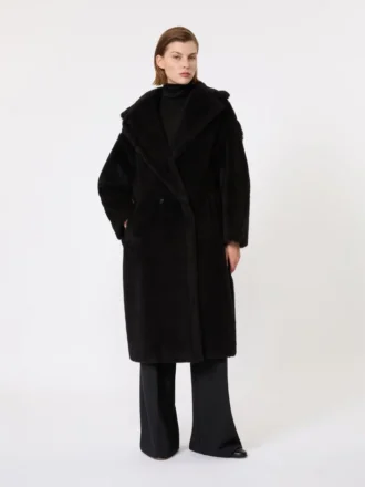 アルパカとウール製のTeddy Bear Icon Coat、ブラック