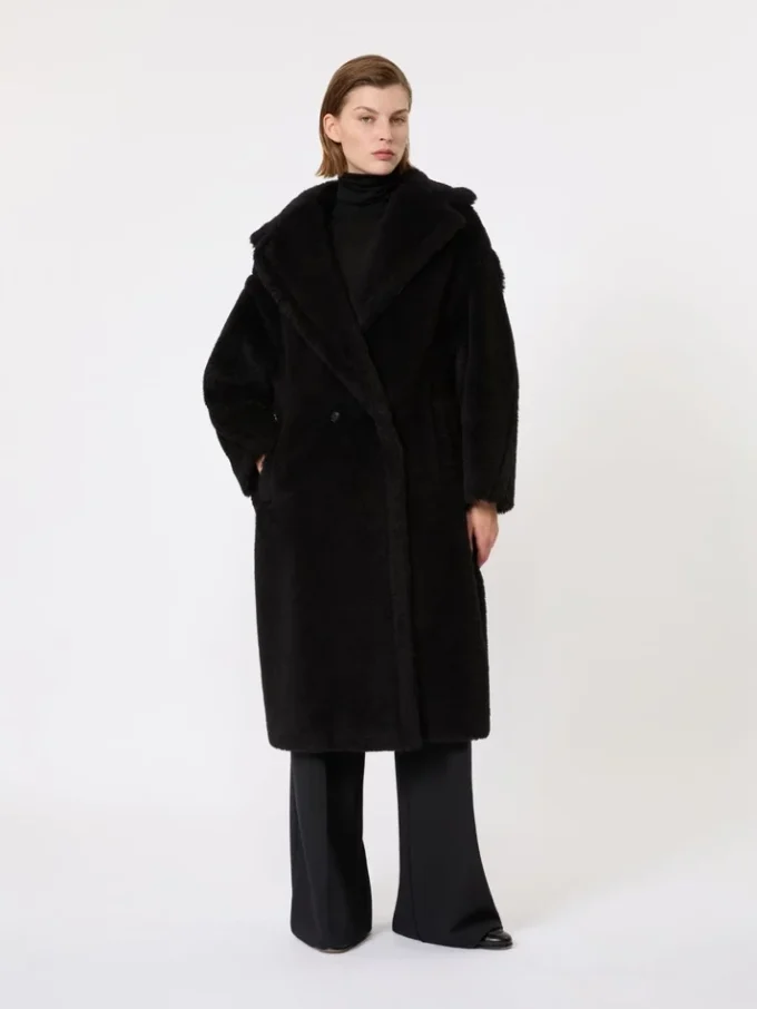 アルパカとウール製のTeddy Bear Icon Coat、ブラック