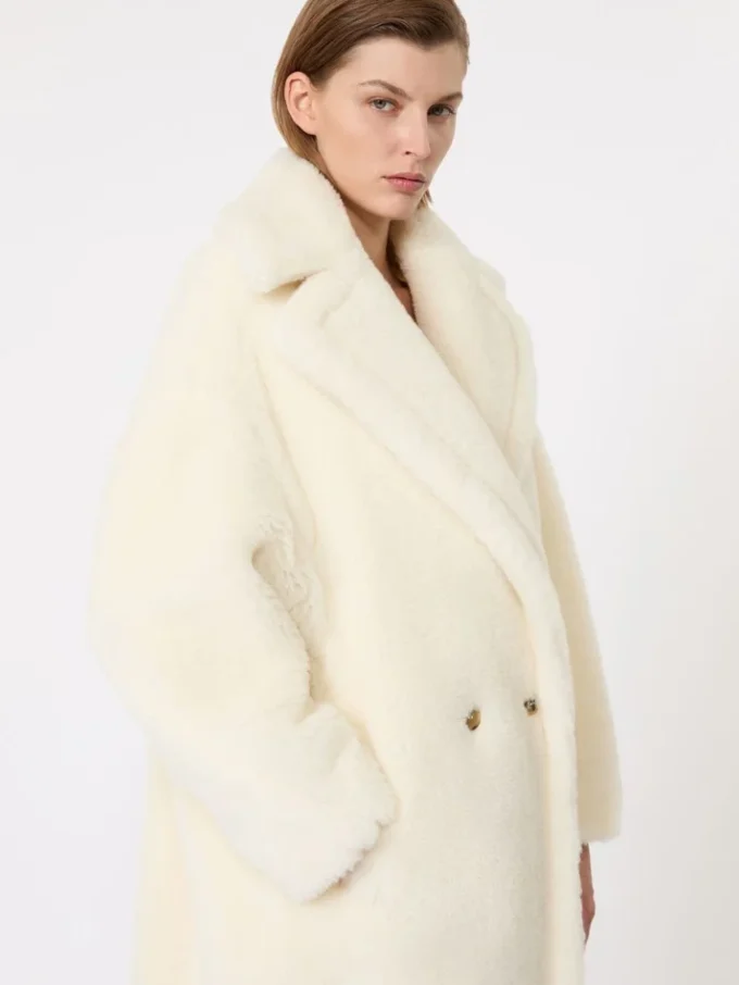 アルパカとウール製のTeddy Bear Icon Coat、ホワイト