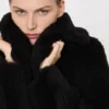 アルパカとウール製のTeddy Bear Icon Coat、ブラック