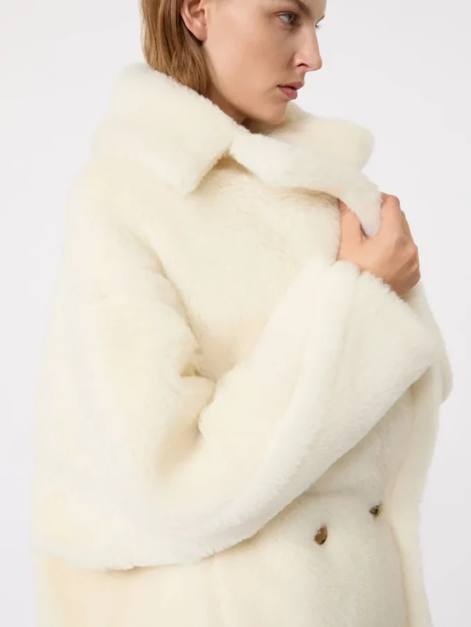アルパカとウール製のTeddy Bear Icon Coat、ホワイト