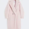 アルパカとウールのTeddy Bear Icon Coat、ピンク