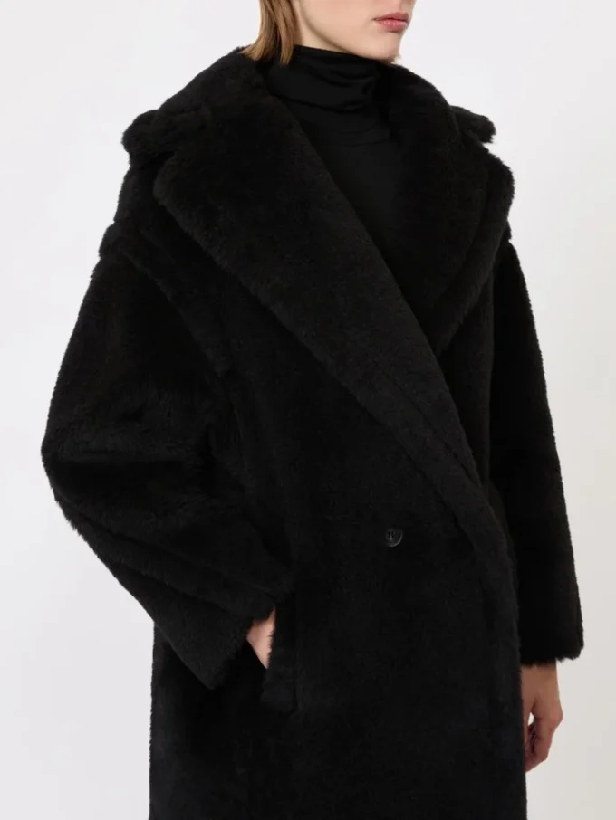 アルパカとウール製のTeddy Bear Icon Coat、ブラック