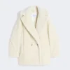 アルパカとウール製のショートTeddy Bear Icon Coat、ホワイト