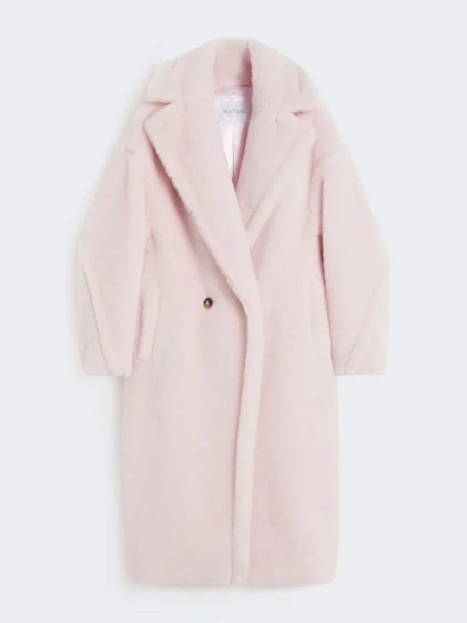 アルパカとウールのTeddy Bear Icon Coat、ピンク